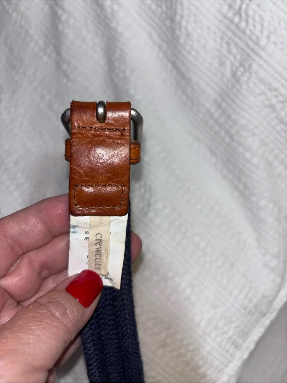 Youth Navy Woven Belt with Brown Leather Trim Crewcuts with tags size 26-28